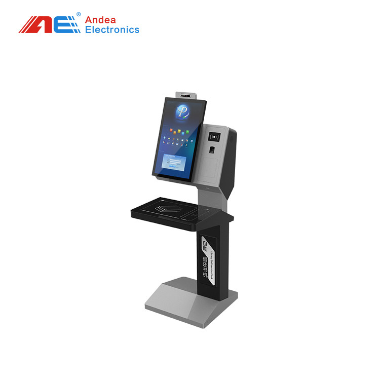 Custom 23.6 Inch Automatic UHF Smart Self Service RFID Library Book Borrow And Return Terminal With Card Scanner